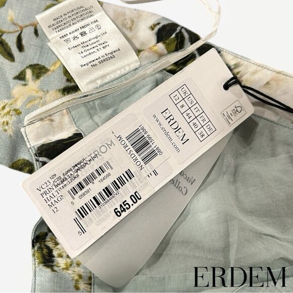 Erdem **NWT** Luna Poplin Cotton Halter Crop Top In Magnolia Garden Mint Green - Picture 14 of 16